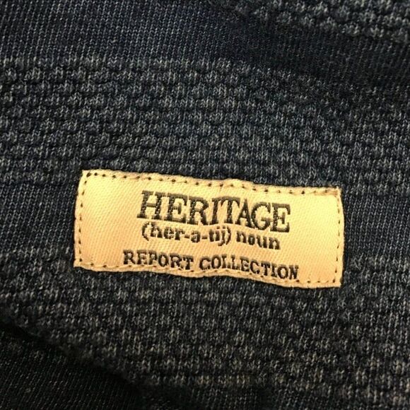Heritage Report Collection Sz S Slim Indigo Textured Henley Long Sleeve Pullover - Picture 3 of 6